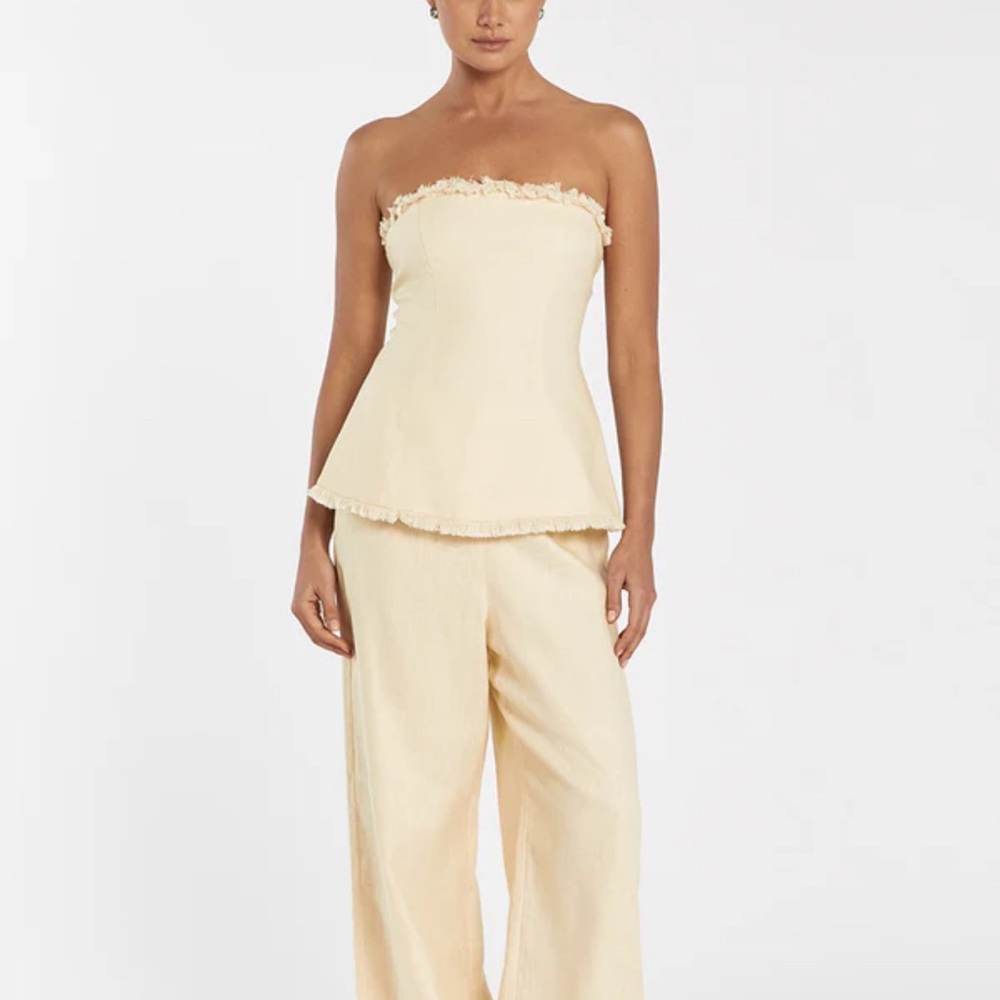 DISSH ZAHARA LEMON linen fringe top
